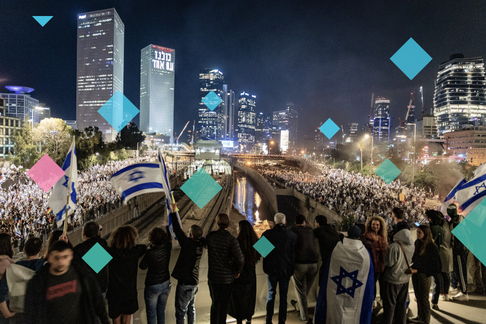 Blockade einer Autobahn in Tel Aviv, Israel